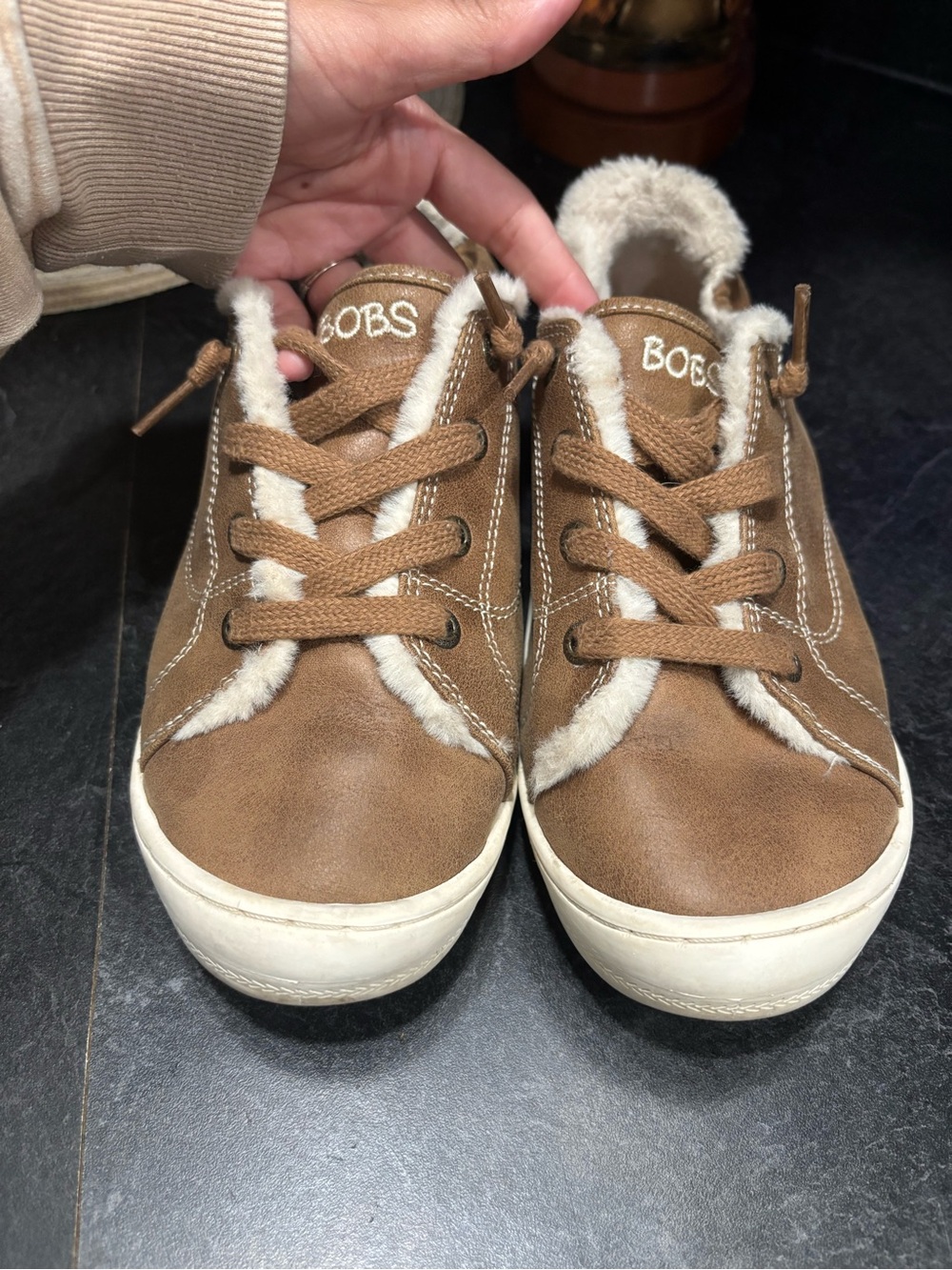 Skechers bobs Brown Faux-Fur Lined Casual Sneakers